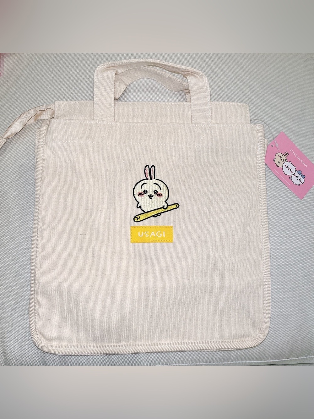 NWOT Chiikawa Usagi Embroidery heavy duty medium size Tote Bag Top Handle